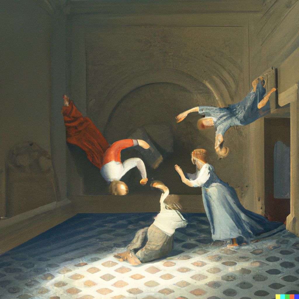 the discovery of gravity, painting, neoclassicism style